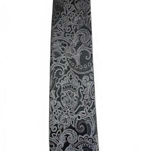 Stafford Men's Black and Silver Paisley Tie